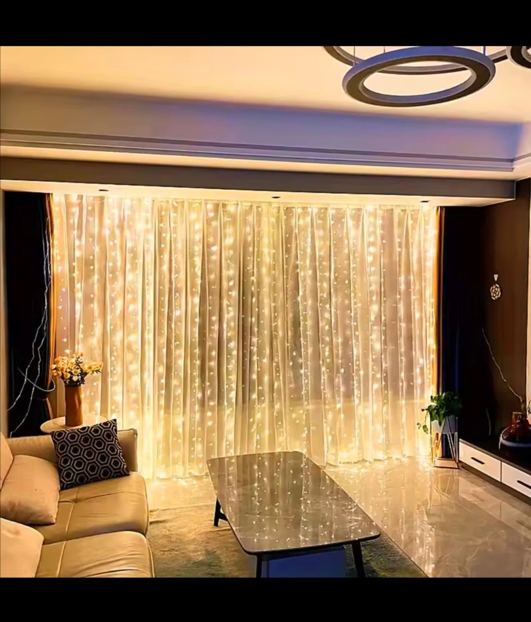 ✨ Luz de Cortina Amarilla LED USB con Control Remoto