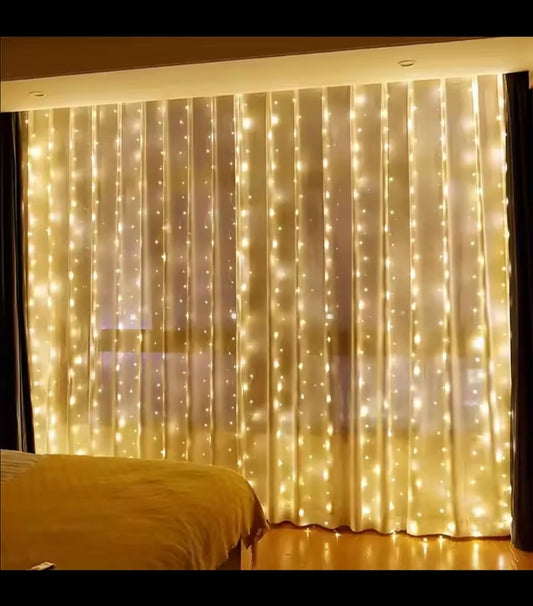 ✨ Luz de Cortina Amarilla LED USB con Control Remoto